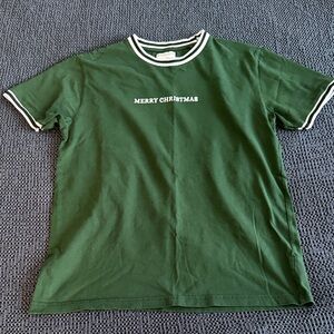 Denim & Flower Green 'Merry Christmas' Ringer Tee